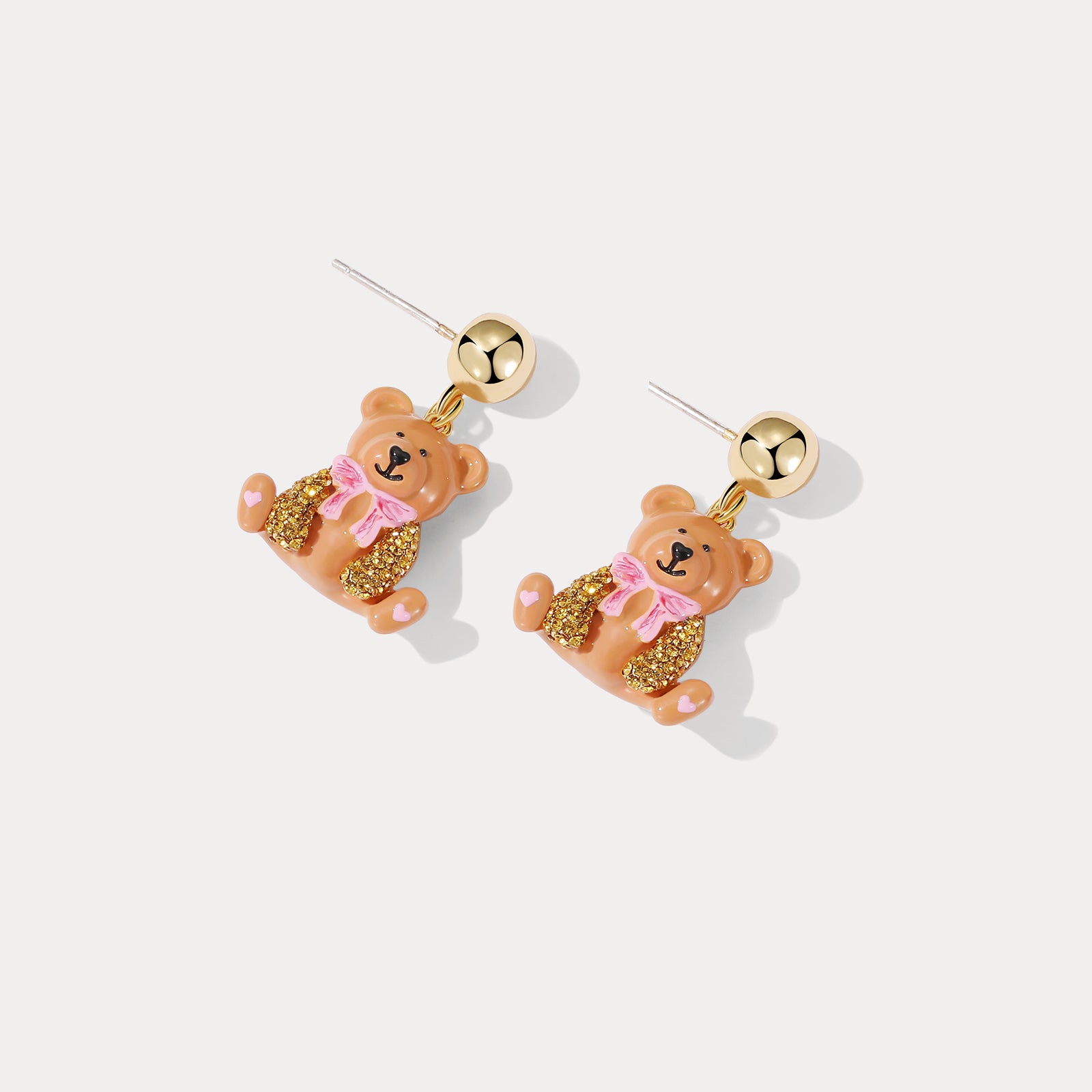 Cute Brown Candy Bear Earrings