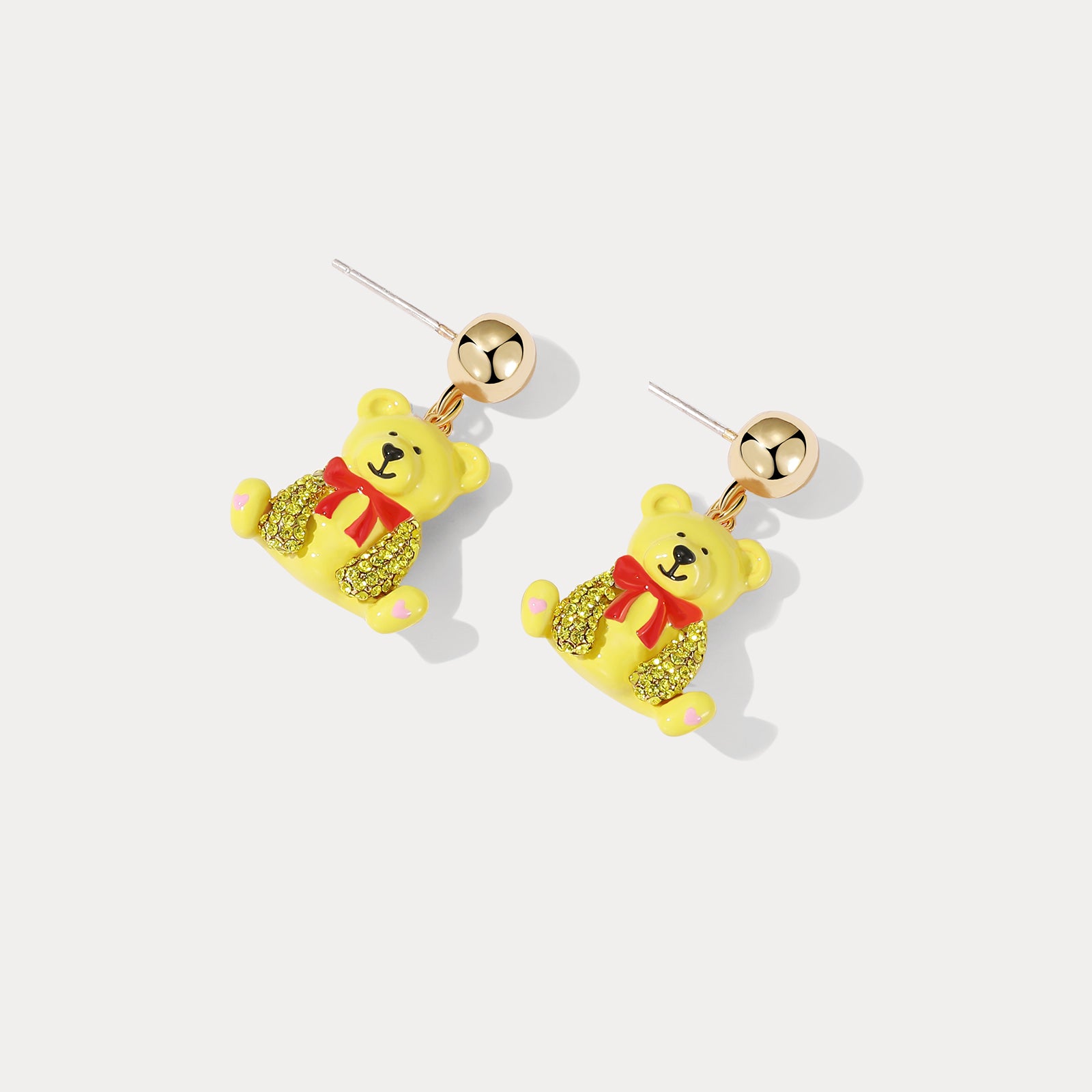 Yellow Candy Bear Diamond Earrings