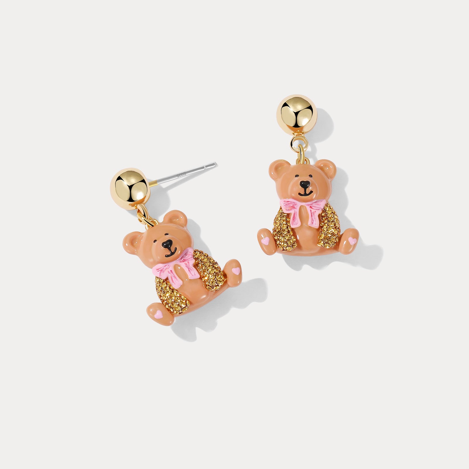 Brown Candy Bear Dangling Earrings