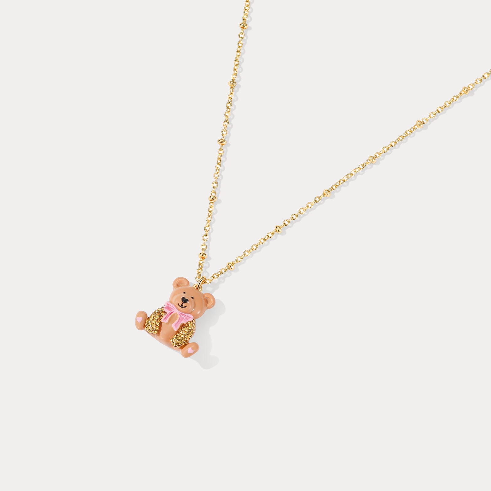 Brown Candy Bear Gold Necklace