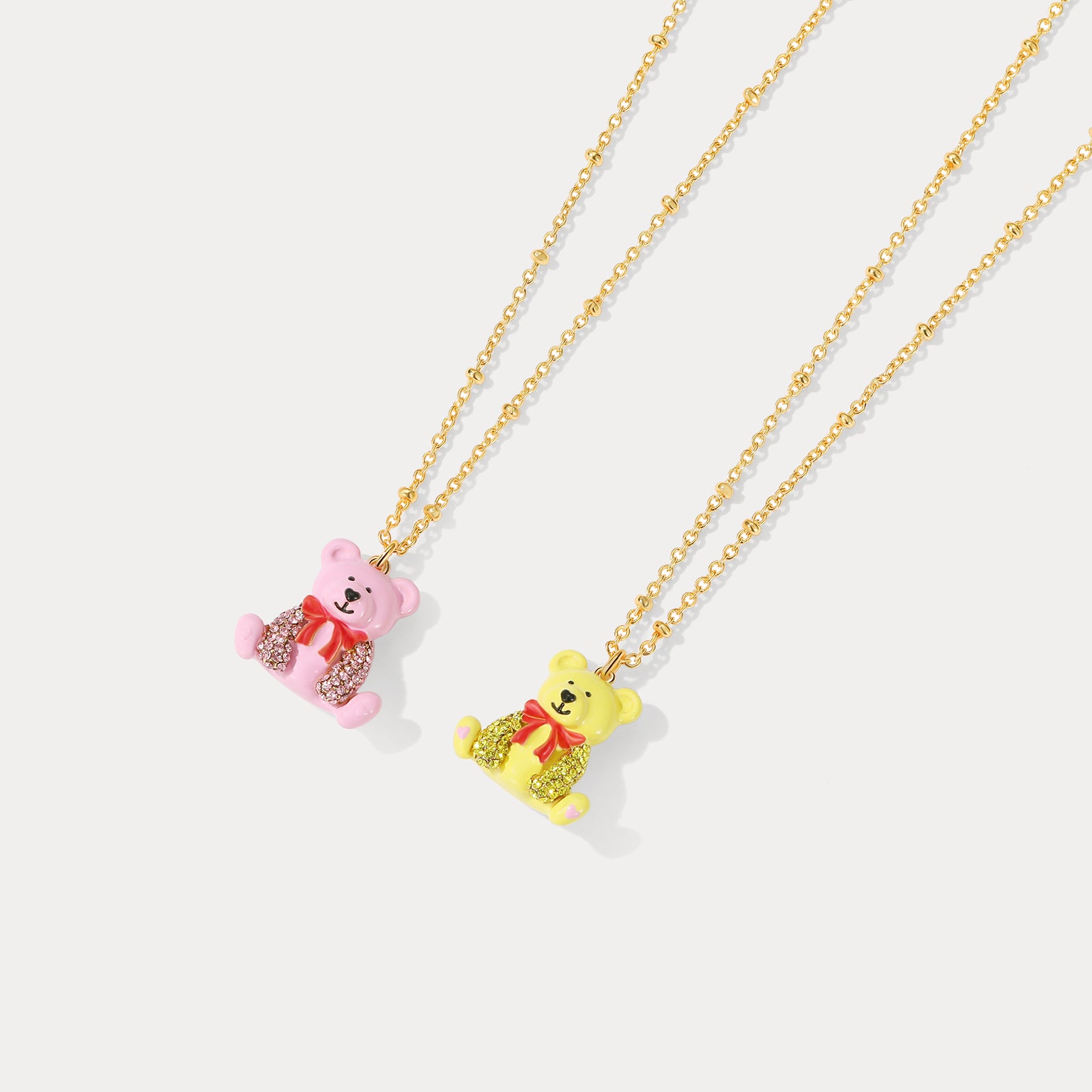 Pink & Yellow Candy Bear Necklace