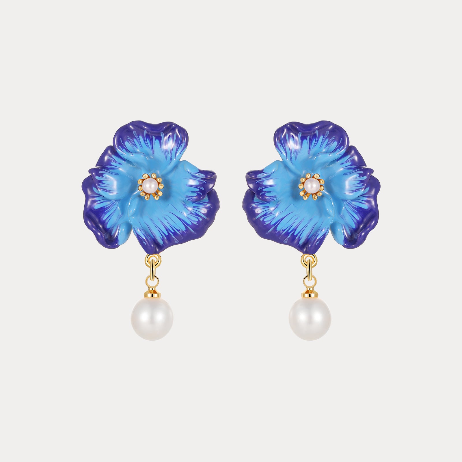 Blue Corn Poppy Drop Earrings