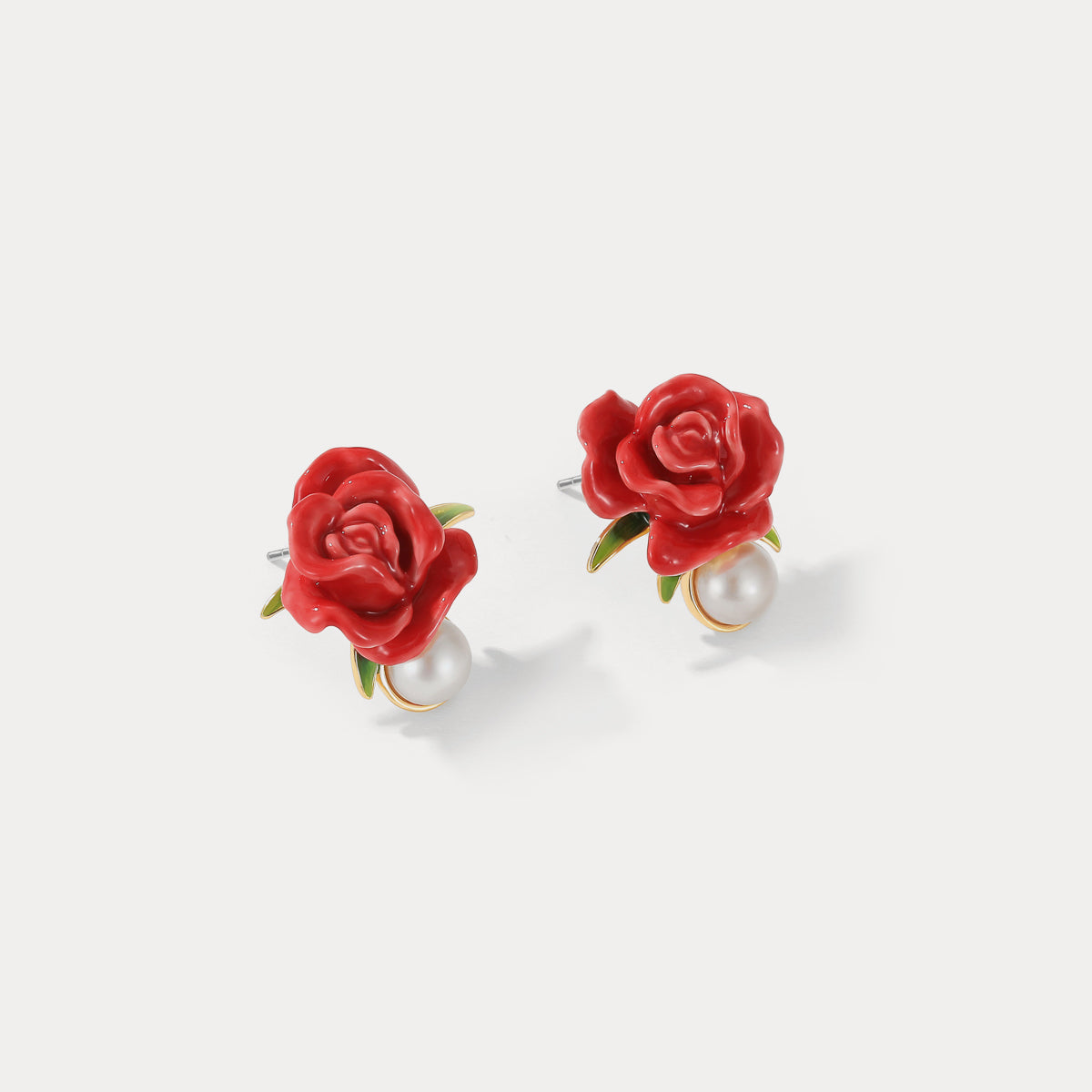 Vintage Rose Pearl Stud Earrings