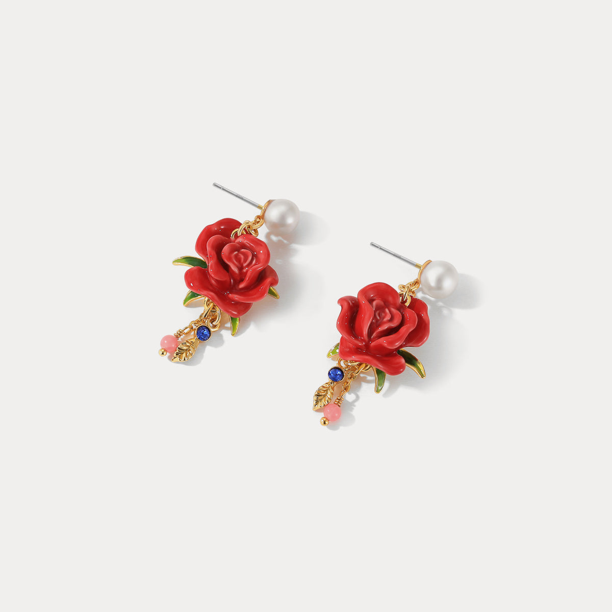pearl rose earrings