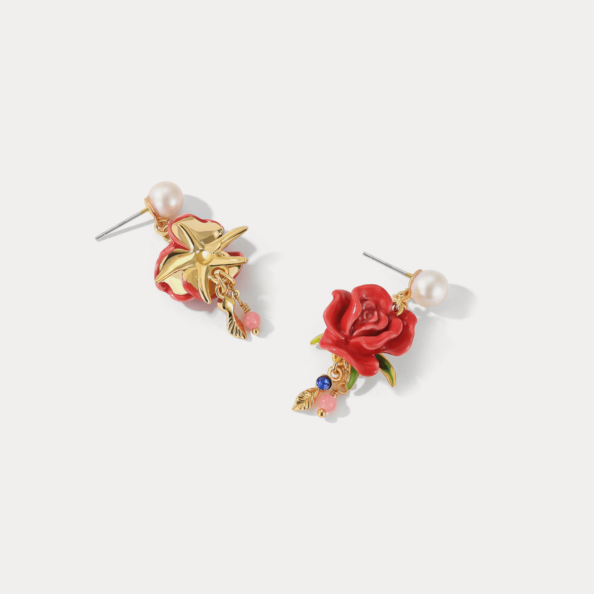 rose tassel gold earrings
