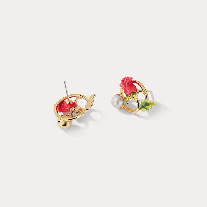 rose garland leaf stud earrings