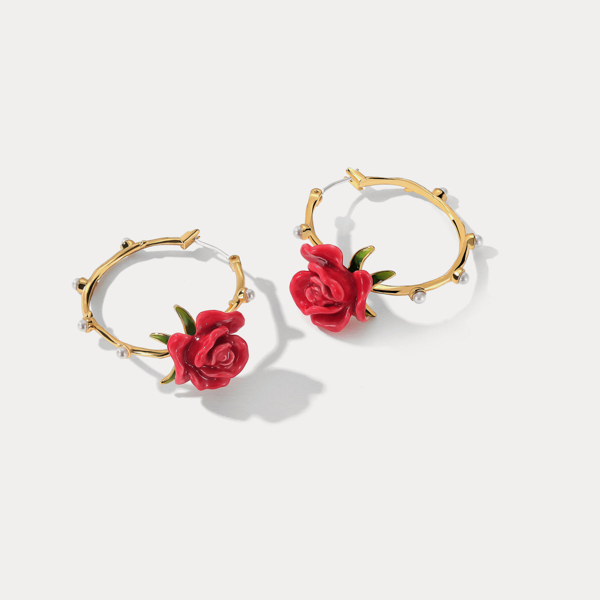 rose garland hoop earrings