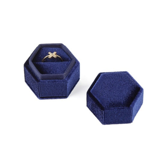 Blue Fancy Velvet Ring Box