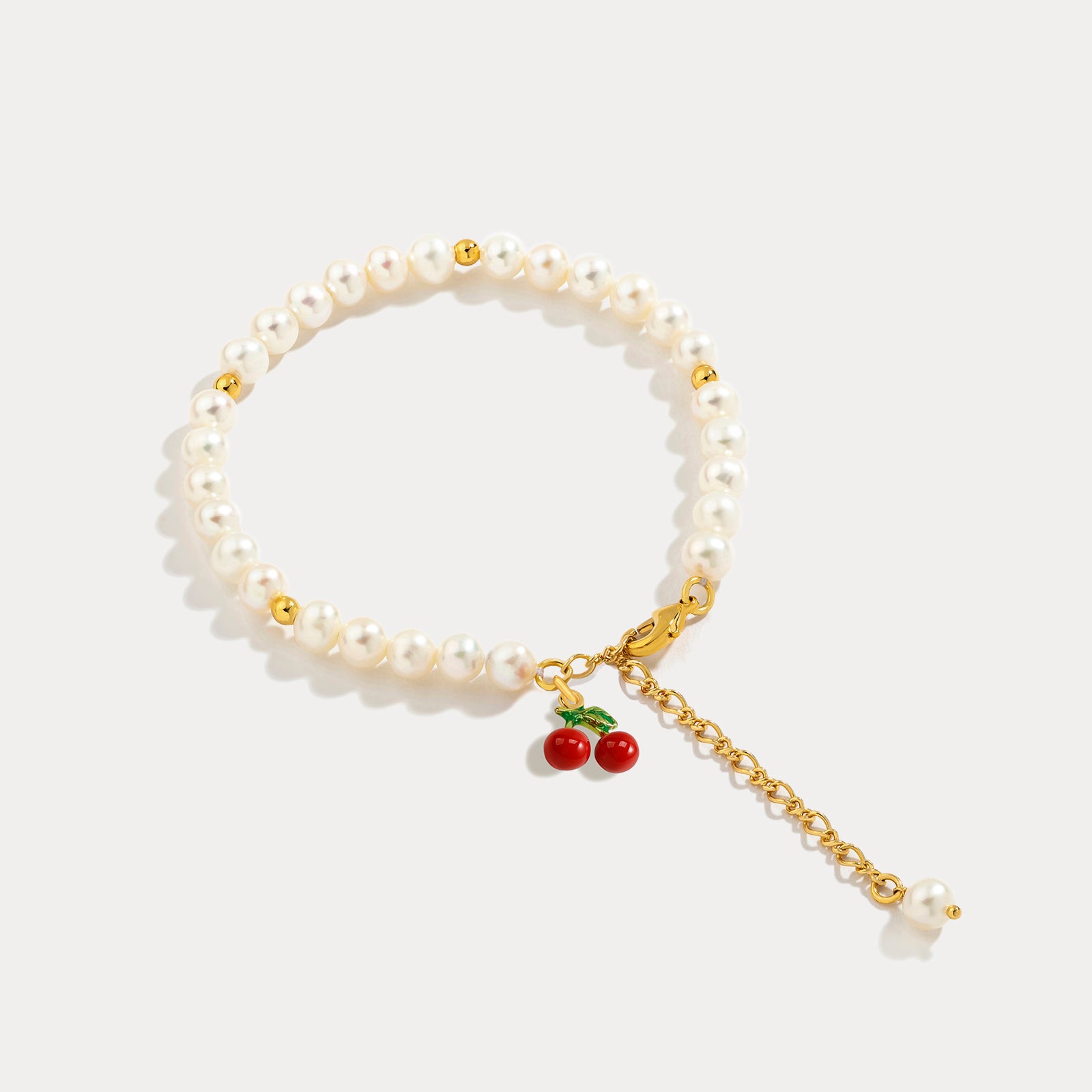 Enamel Cherry Pearl Bracelet