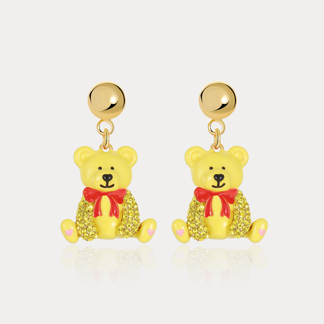 Yellow Candy Bear Gold Earrings