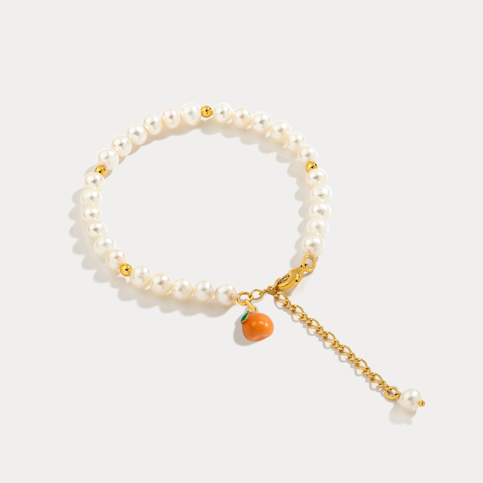 Orange Pearl Chain Bracelet