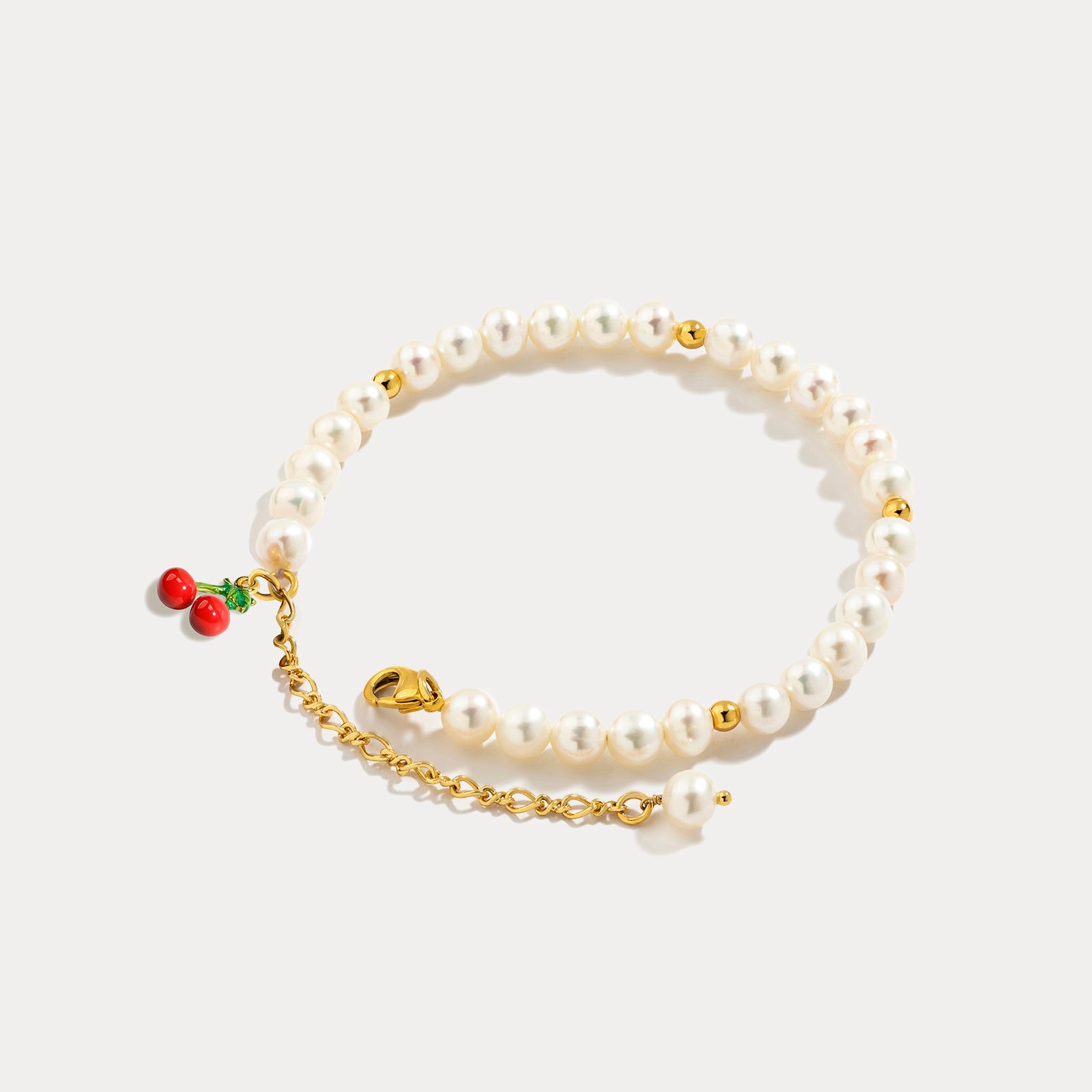 Cherry Pearl Chain Bracelet