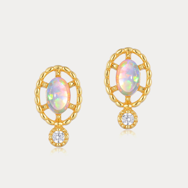 Selenichast Oval Opal Stud Earrings
