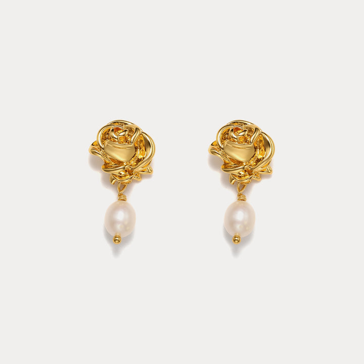 Selenichast tears of rose pearl earrings