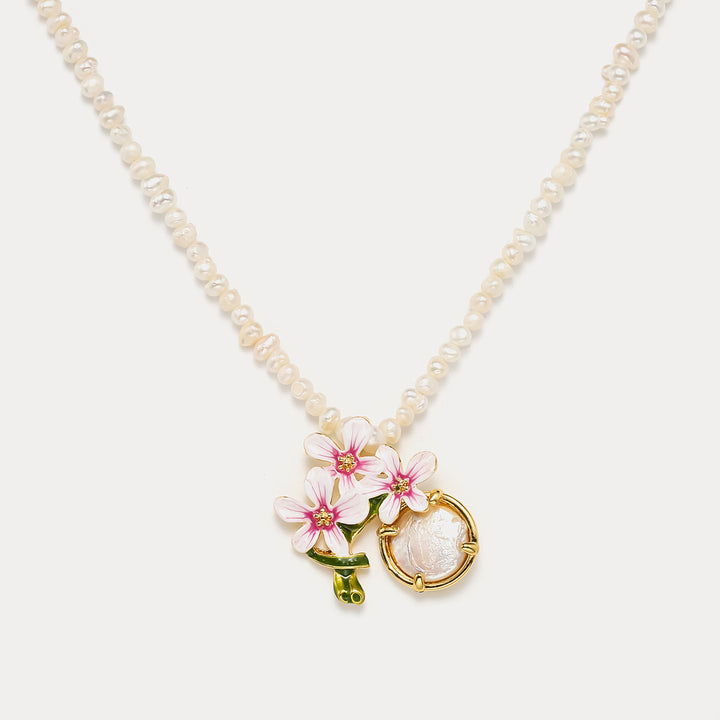 Selenichast pear flower enamel necklace