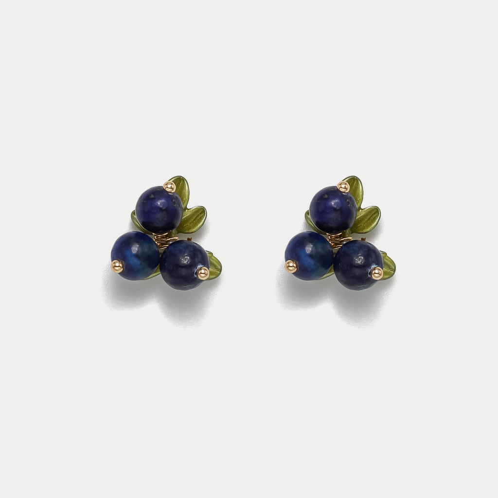 Berry pearl flower stud earrings