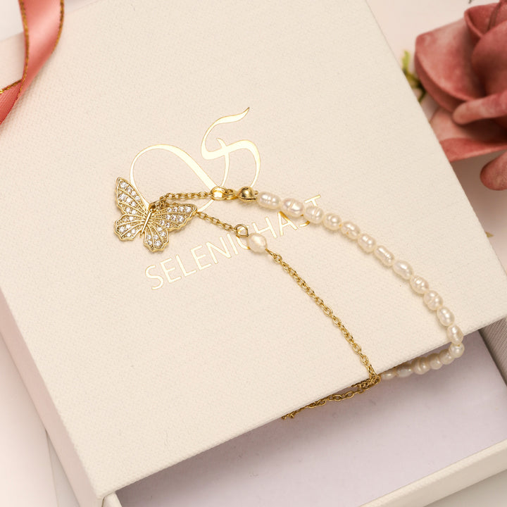 Butterfly Pearl Necklace Jewelry Box