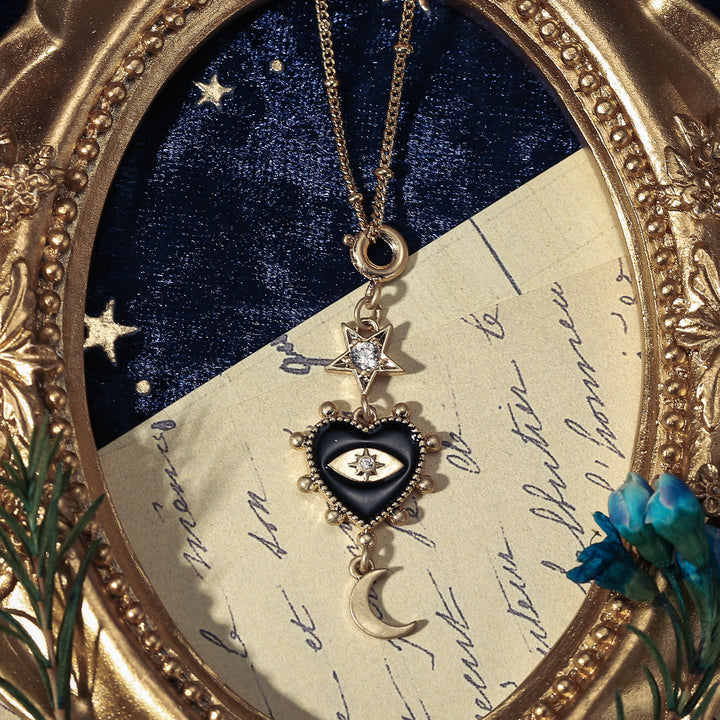 Star&Moon Evil Eye Alloy Necklace