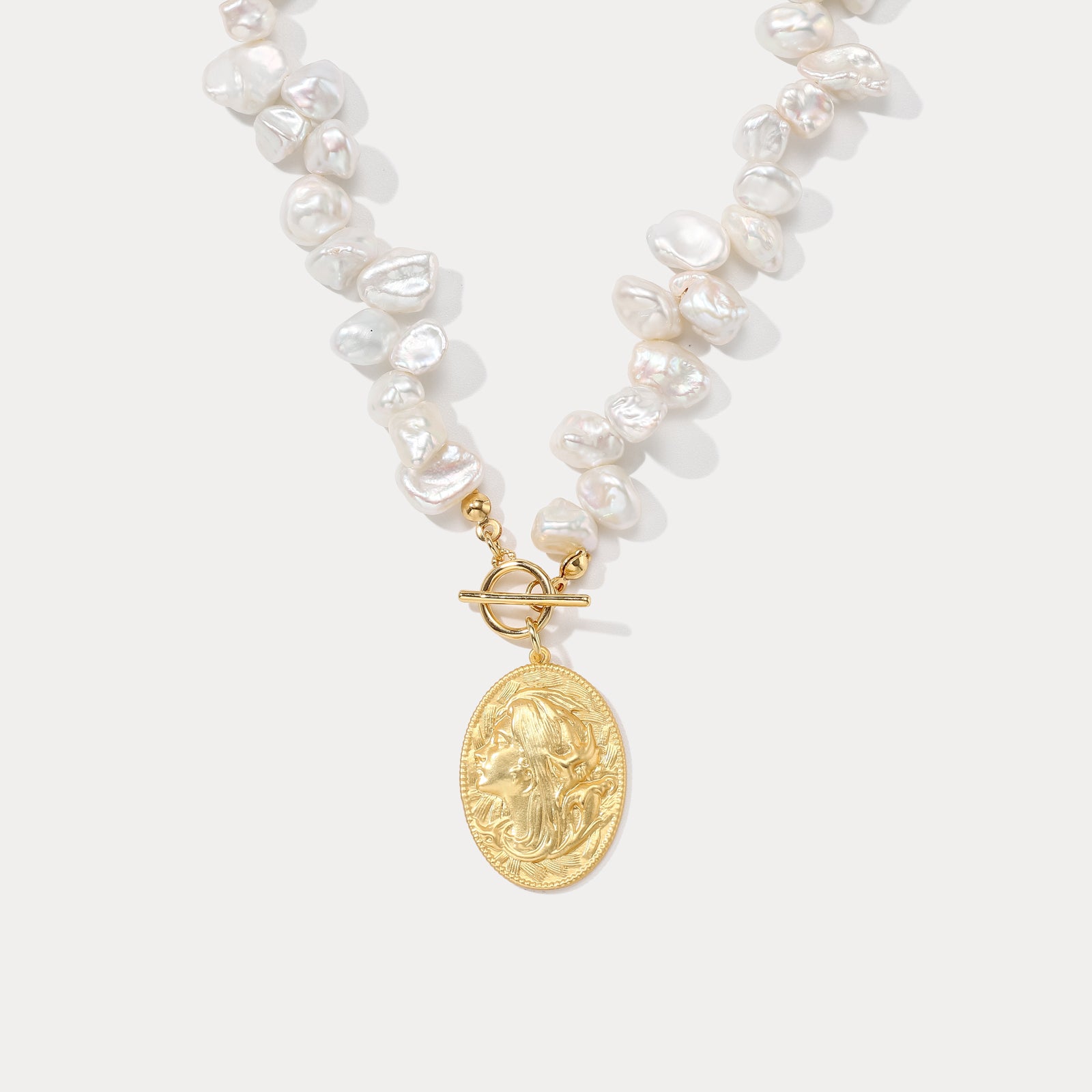 Selenichast Goddess Coin Pearl Necklace