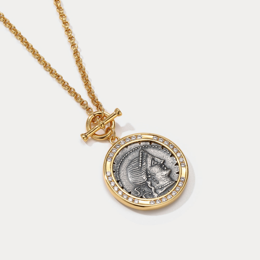 Selenichast Vintage Roman Coin Necklace