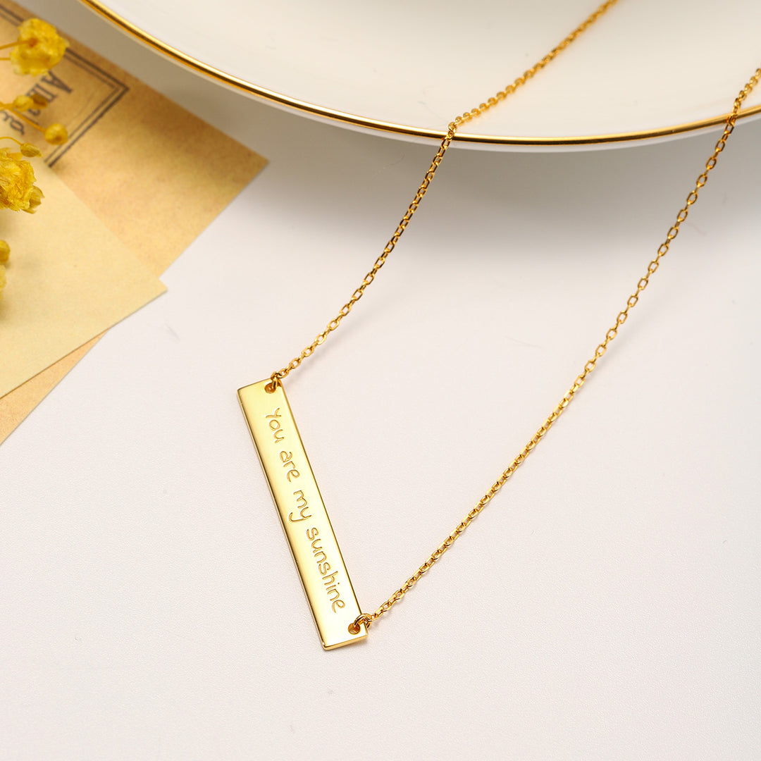 Custom Sentence Tag Chain Gold on Silver Necklace