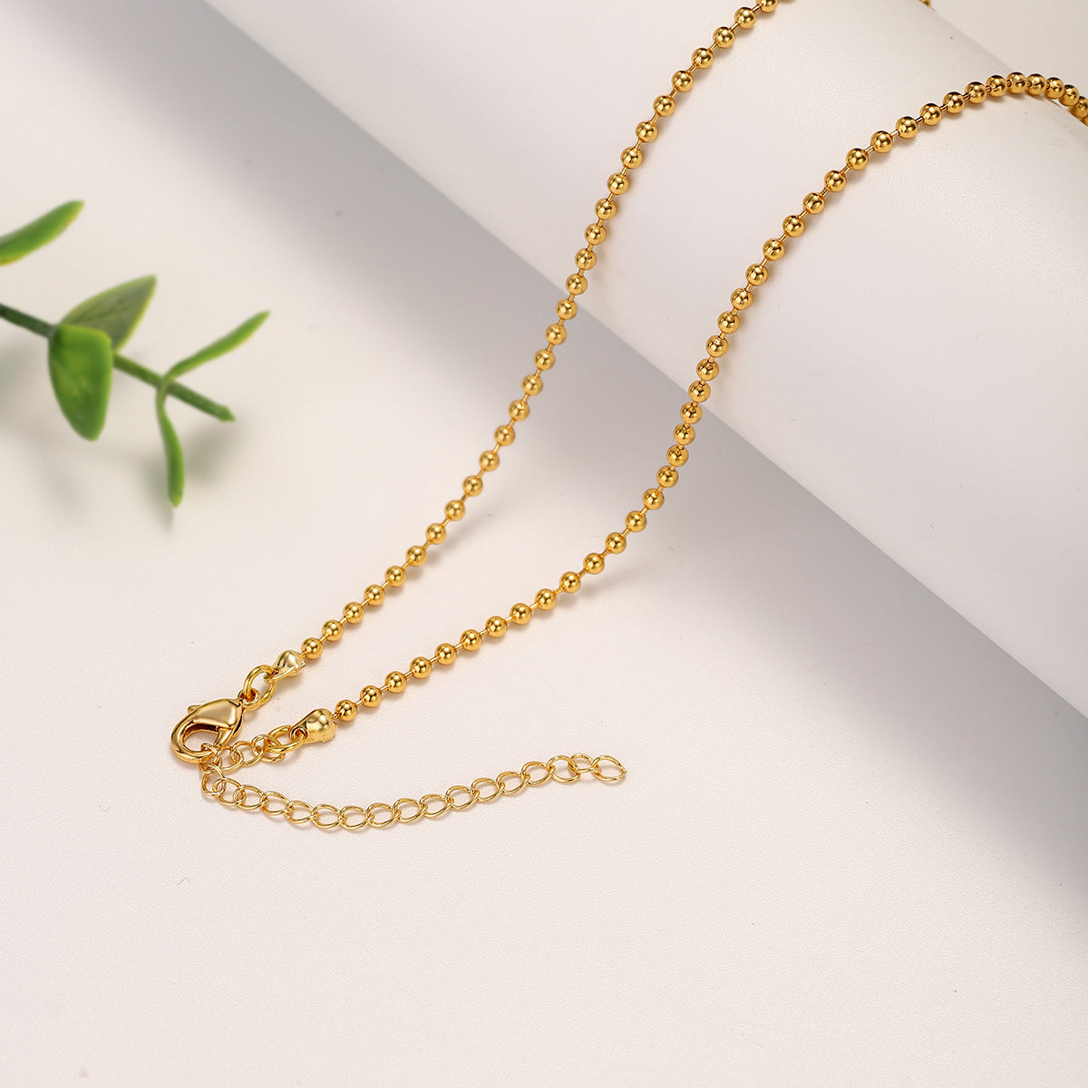 simple gold little ball link fashion necklace