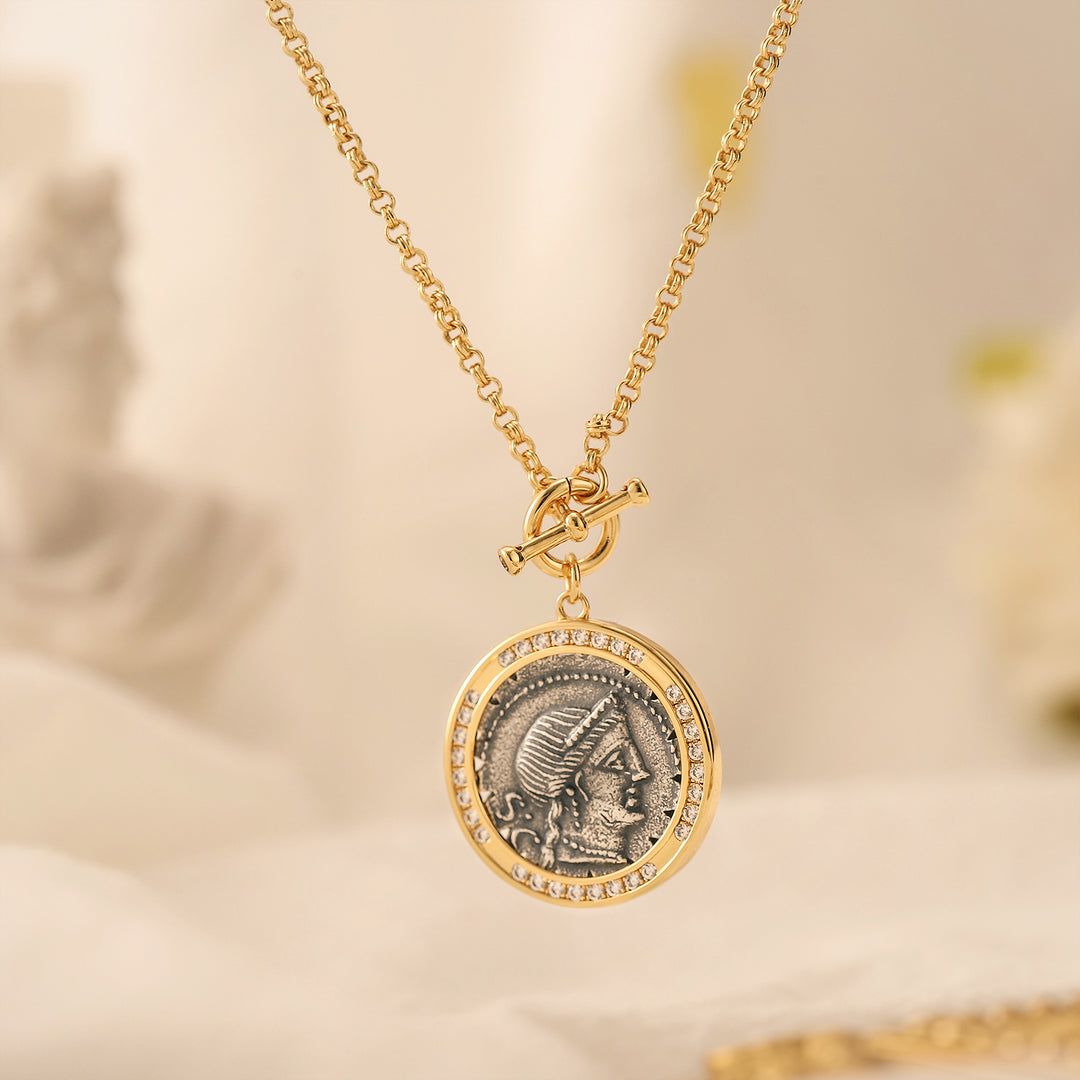 Selenichast Vintage Roman Coin Necklace