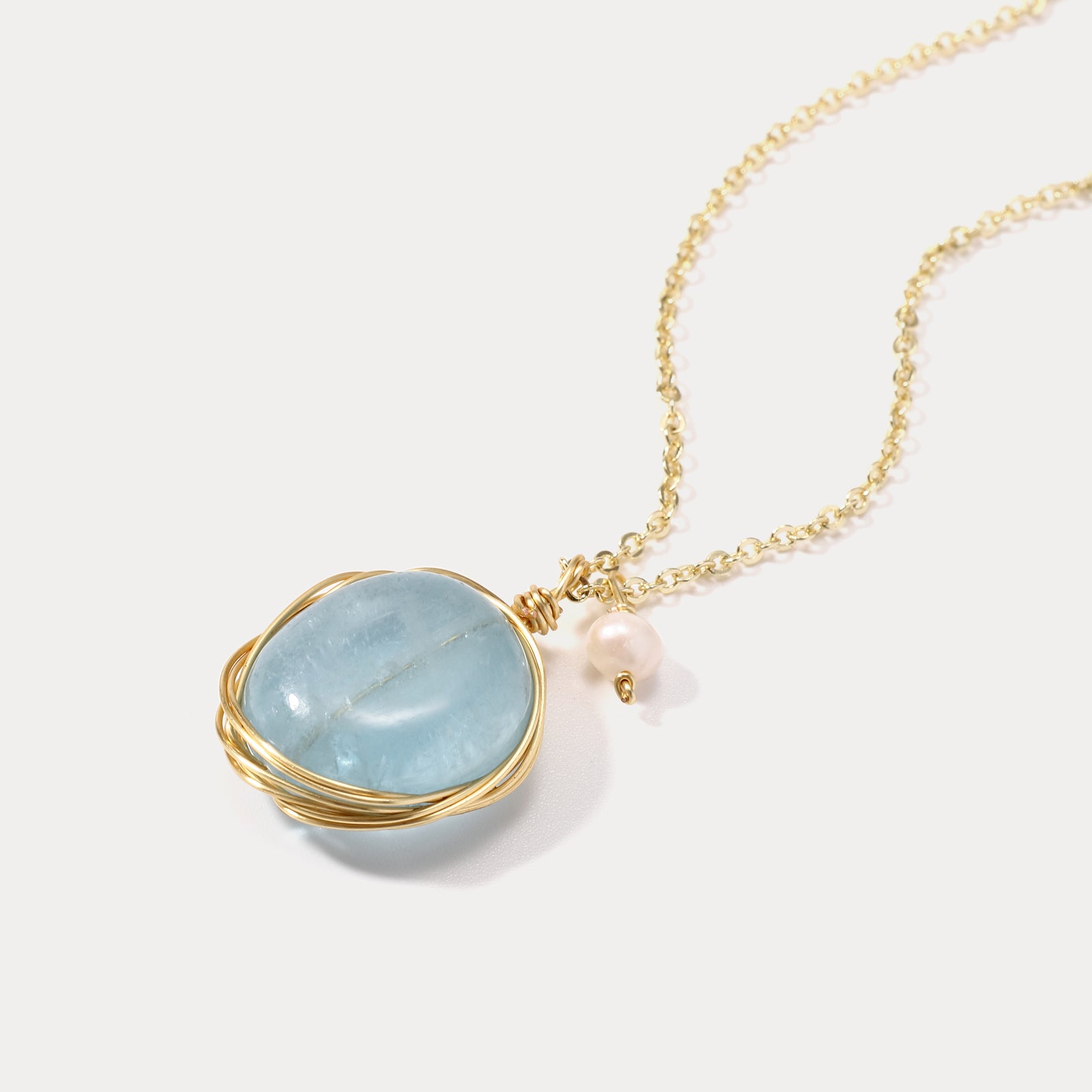 Lagoon Natural Stone Pearl Gold Necklace