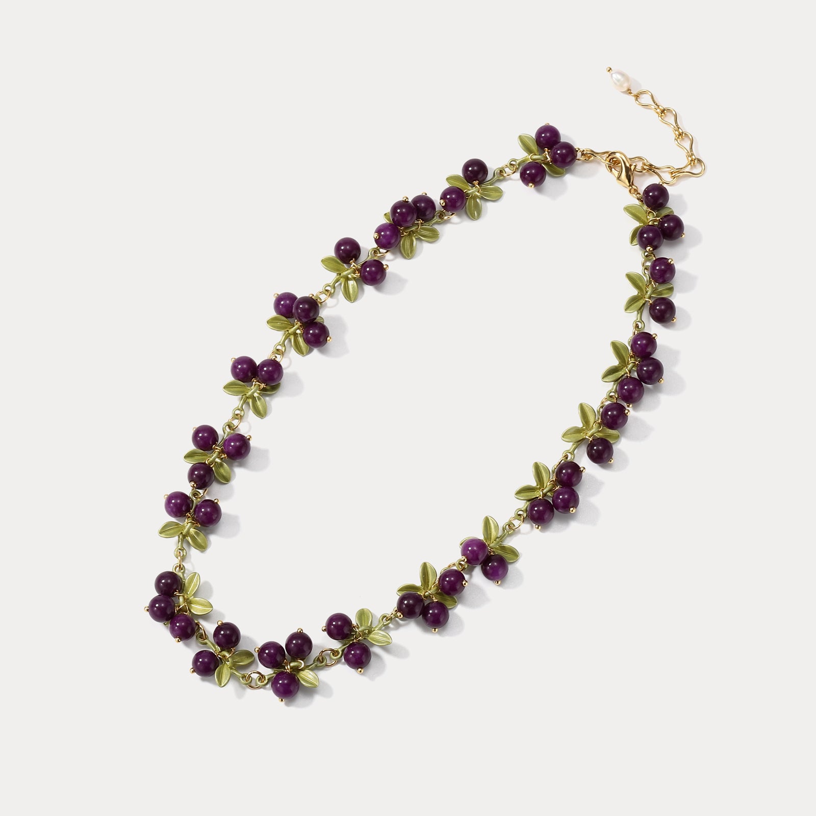 Purple Beautyberry Beads Necklace