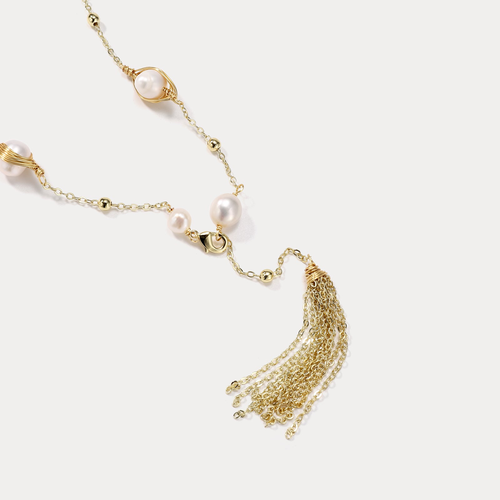 Pearl Station Long Tassel Necklace