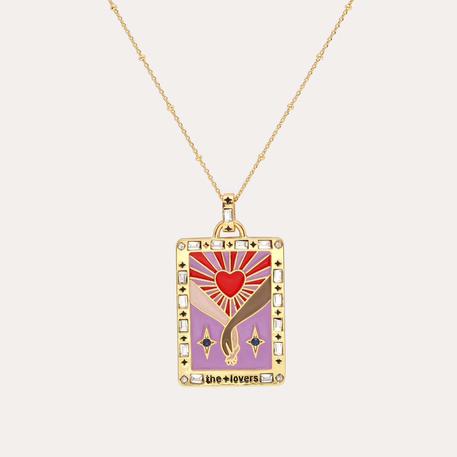 The Lovers Tarot Gold Pendant Necklace