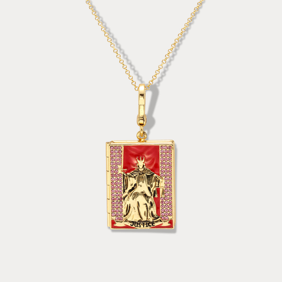 Collier de médaillon de tarot-justice