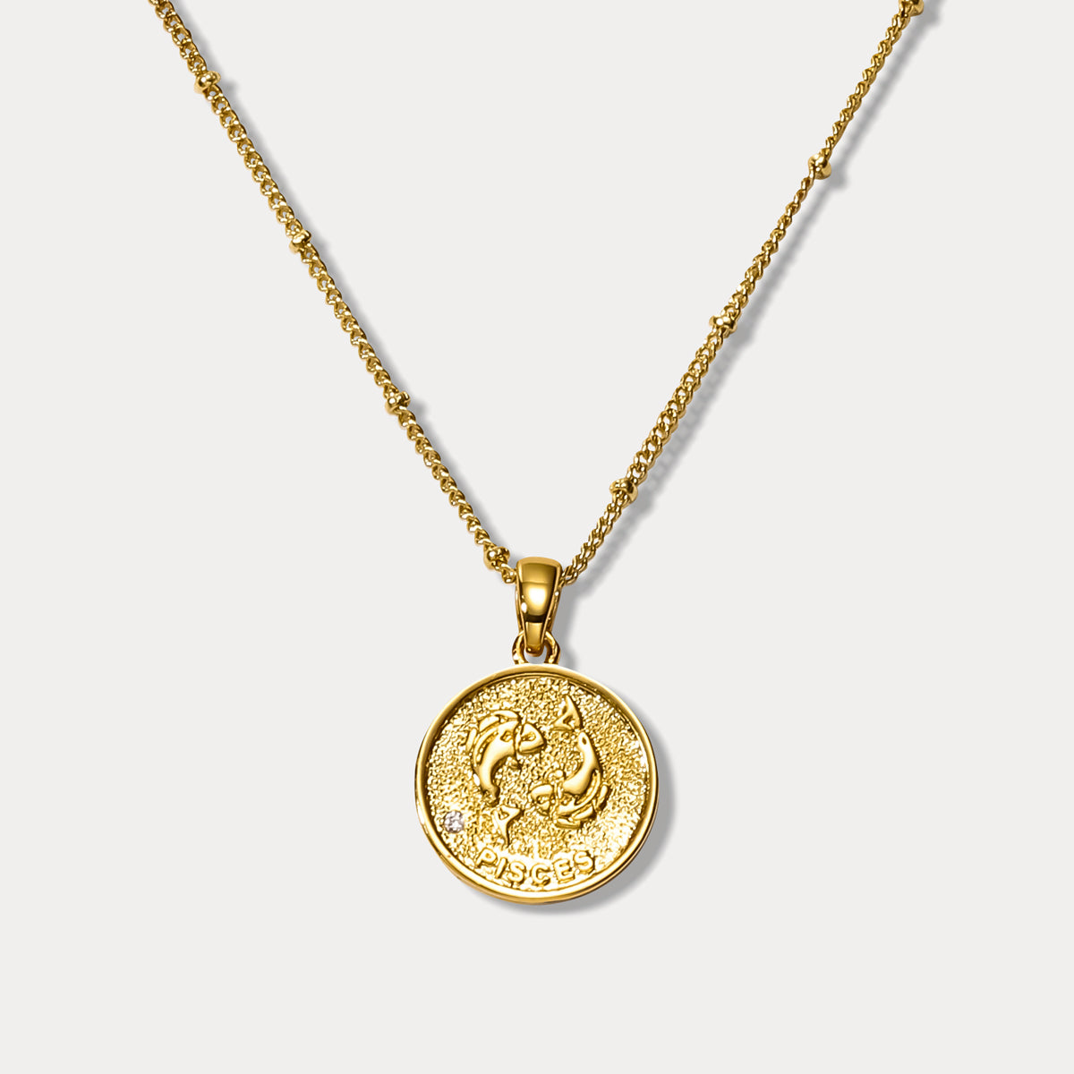 Selenichast pisces constellation coin pendant necklace