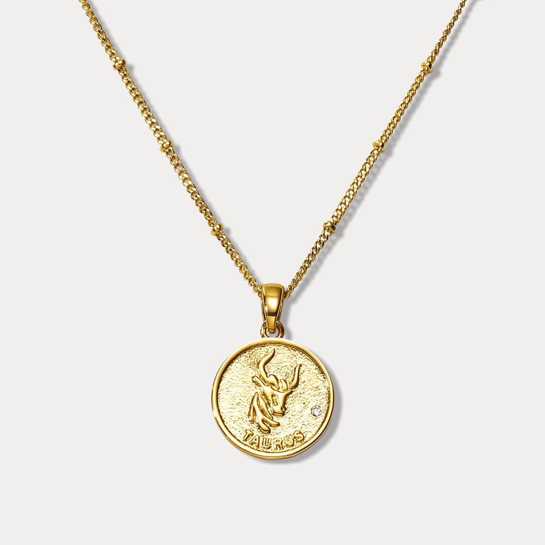 Selenichast Taurus Constellation Coin Pendant Necklace