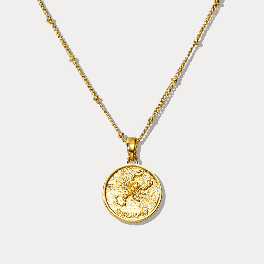 Selenichast Scorpio Constellation Coin Pendant Necklace