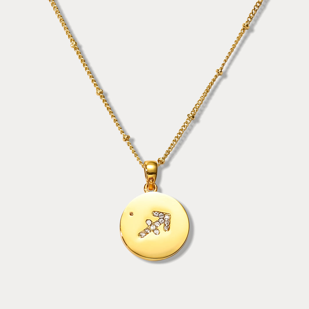 Sagittarius Constellation Coin Pendant Gold Chain Necklace