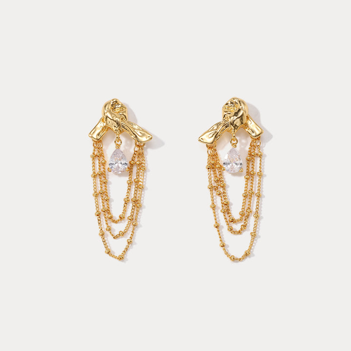 Selenichast Diamond Tassel Earrings