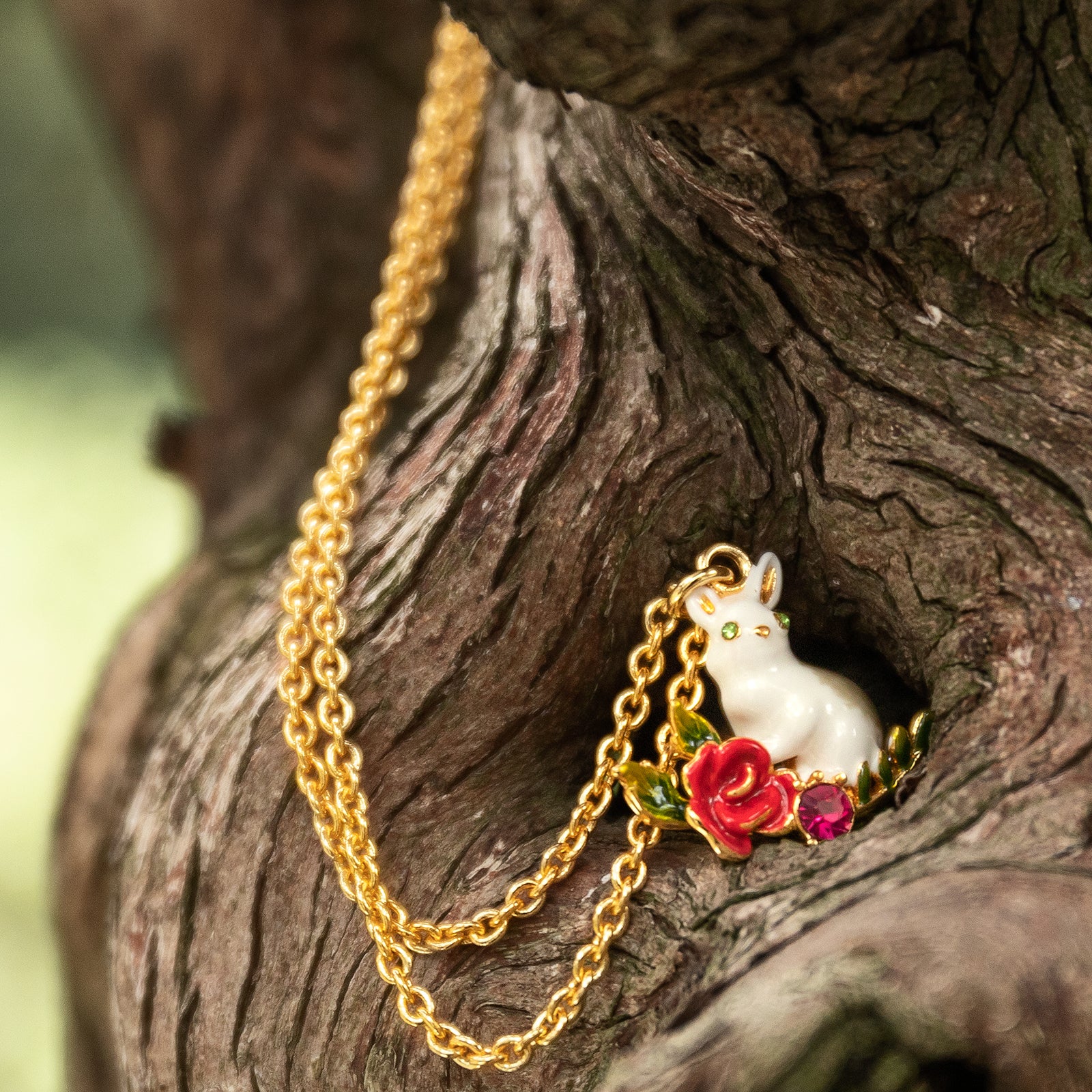 Secret Garden Rabbit Rose Necklace