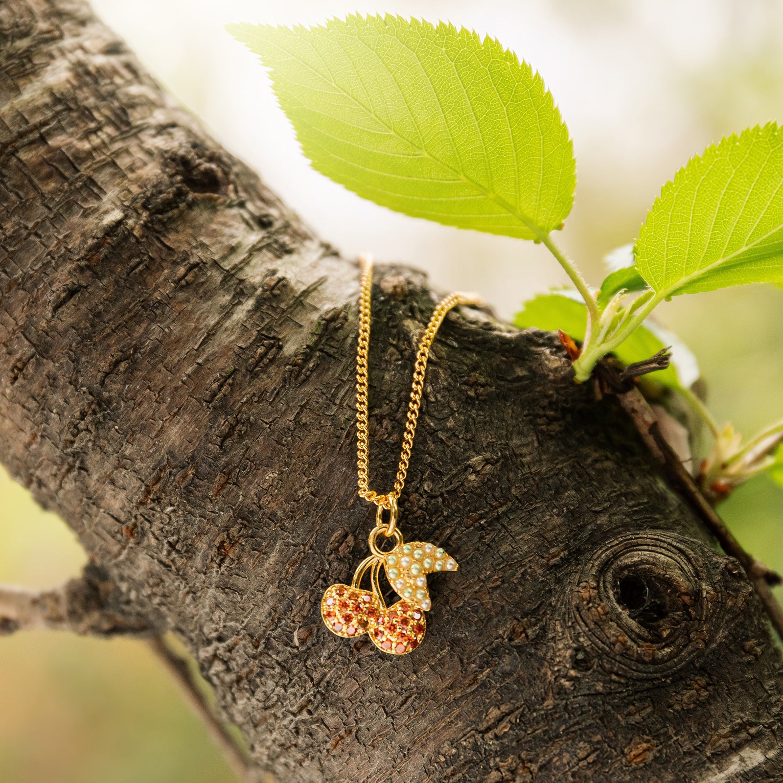 Selenichast Zirconia Cherry Necklace For Women, 18K Gold Neckalce, Gift ...