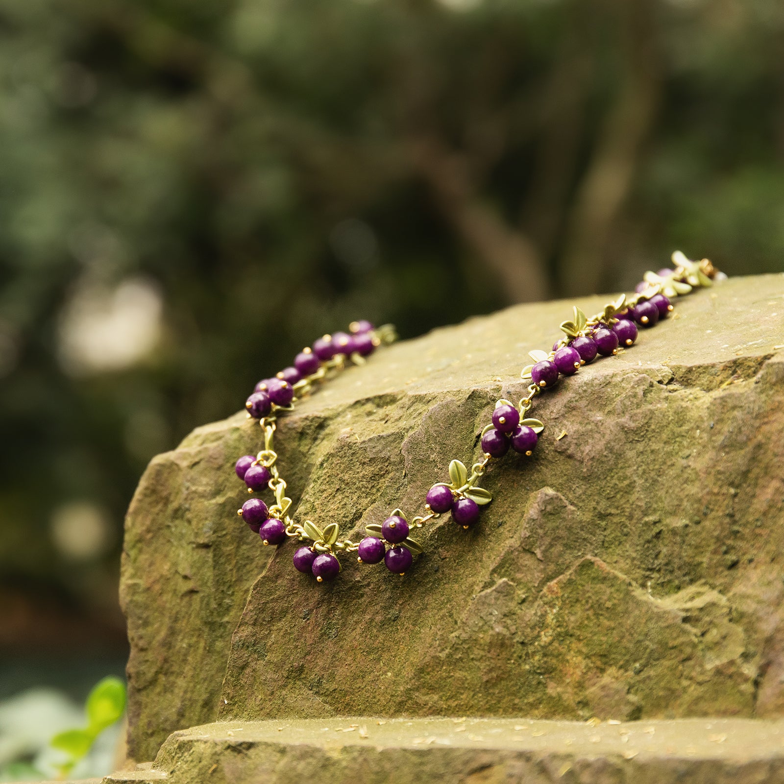 Purple Beautyberry Leaves Necklace