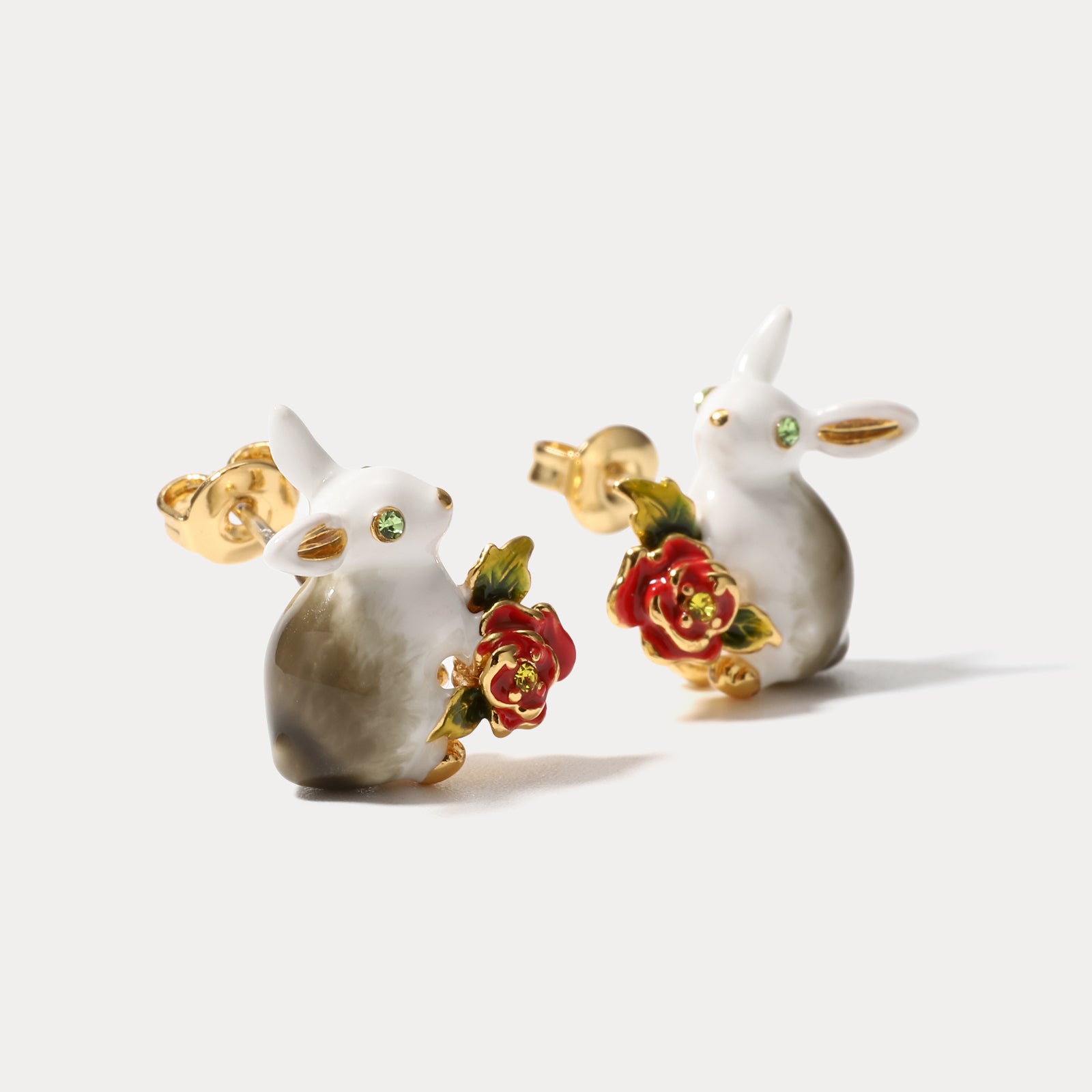 Secret Garden Bunny Enamel Stud Earrings