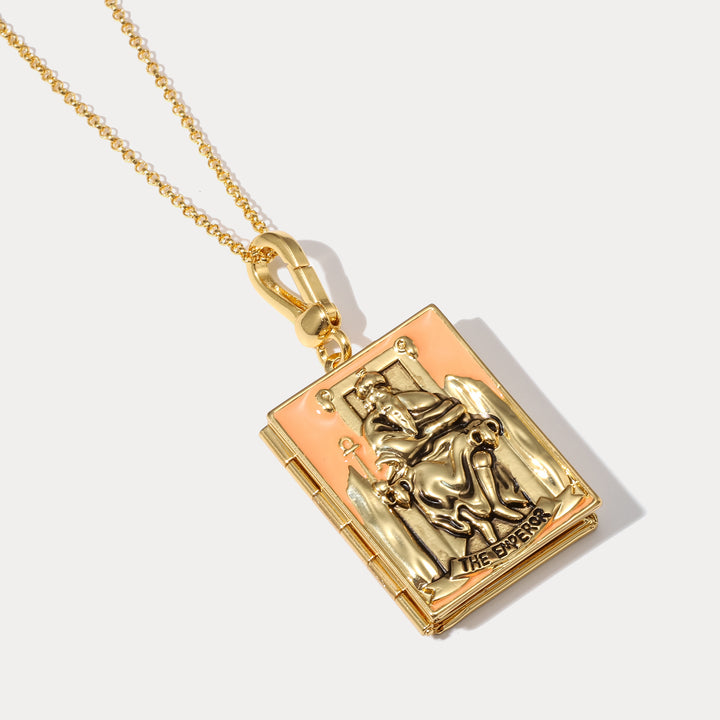 Tarot Locket Necklace-The Emperor