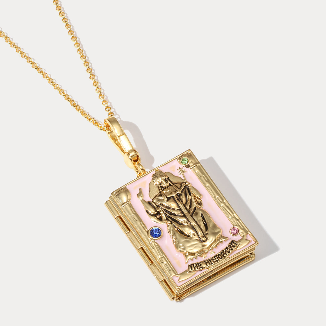 Collar de relicario del tarot: la jerofante