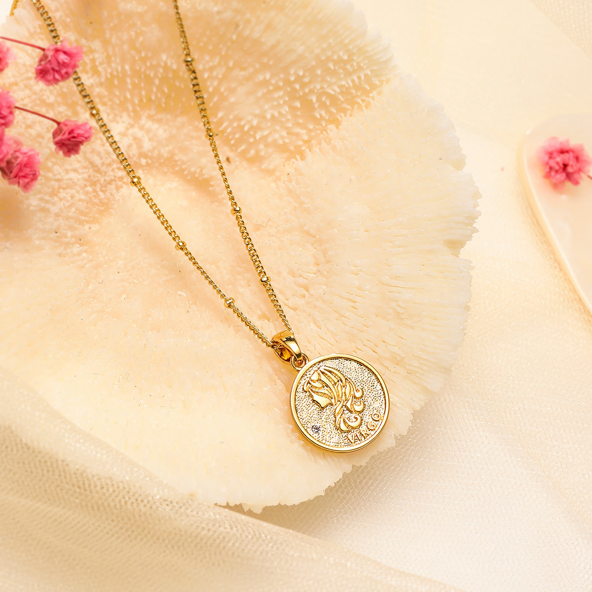 Virgo Constellation Coin Pendant Astrology Necklace