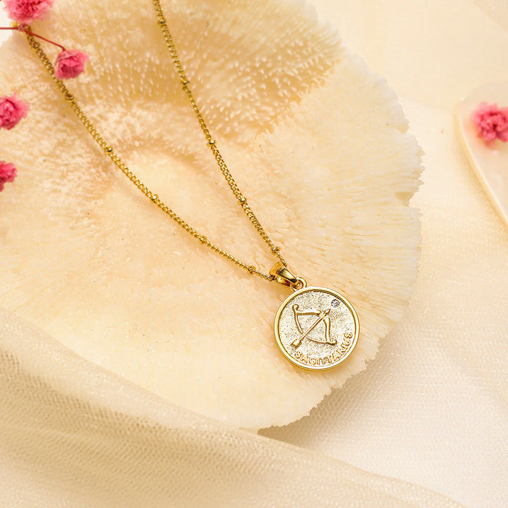 Sagittarius Constellation Coin Pendant Diamond Necklace