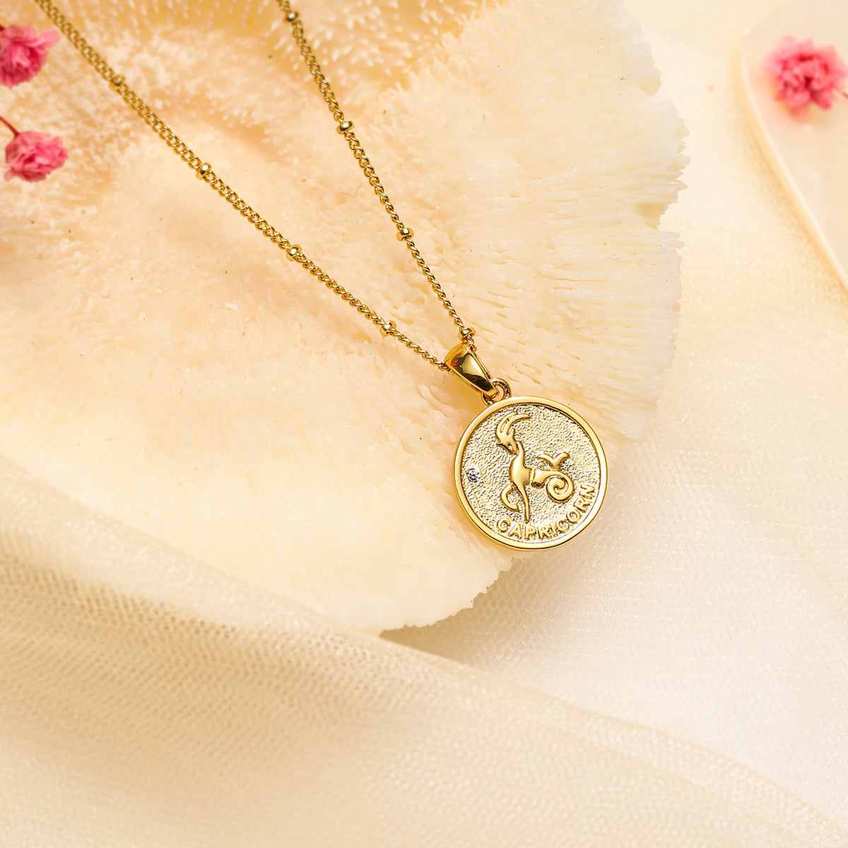 Capricorn Constellation Coin Pendant Zodiac Necklace