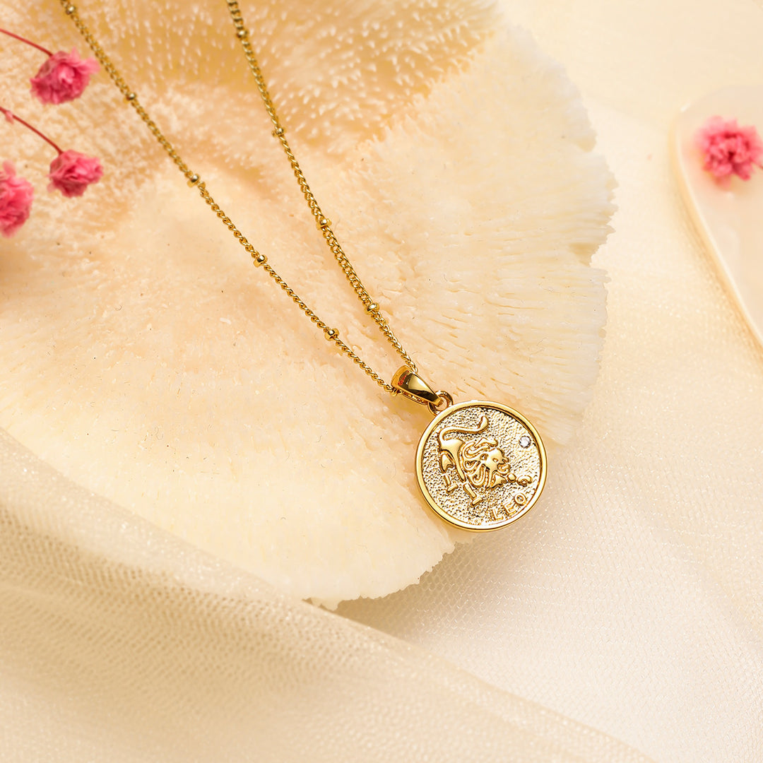 Leo Constellation Coin Pendant Chic Necklace