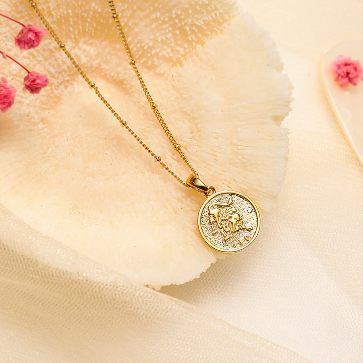 Leo Constellation Coin Pendant Chic Necklace