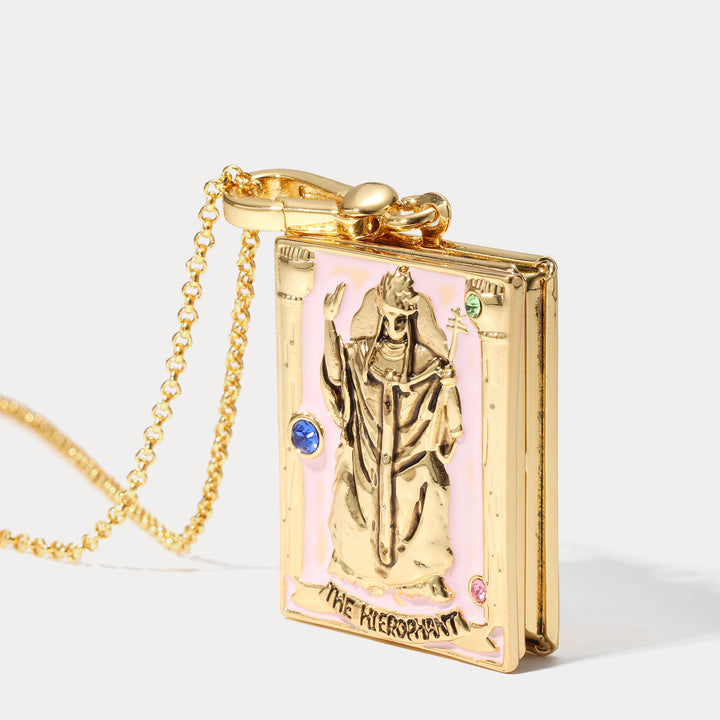 Collier de médaillon de tarot - le hiérophant