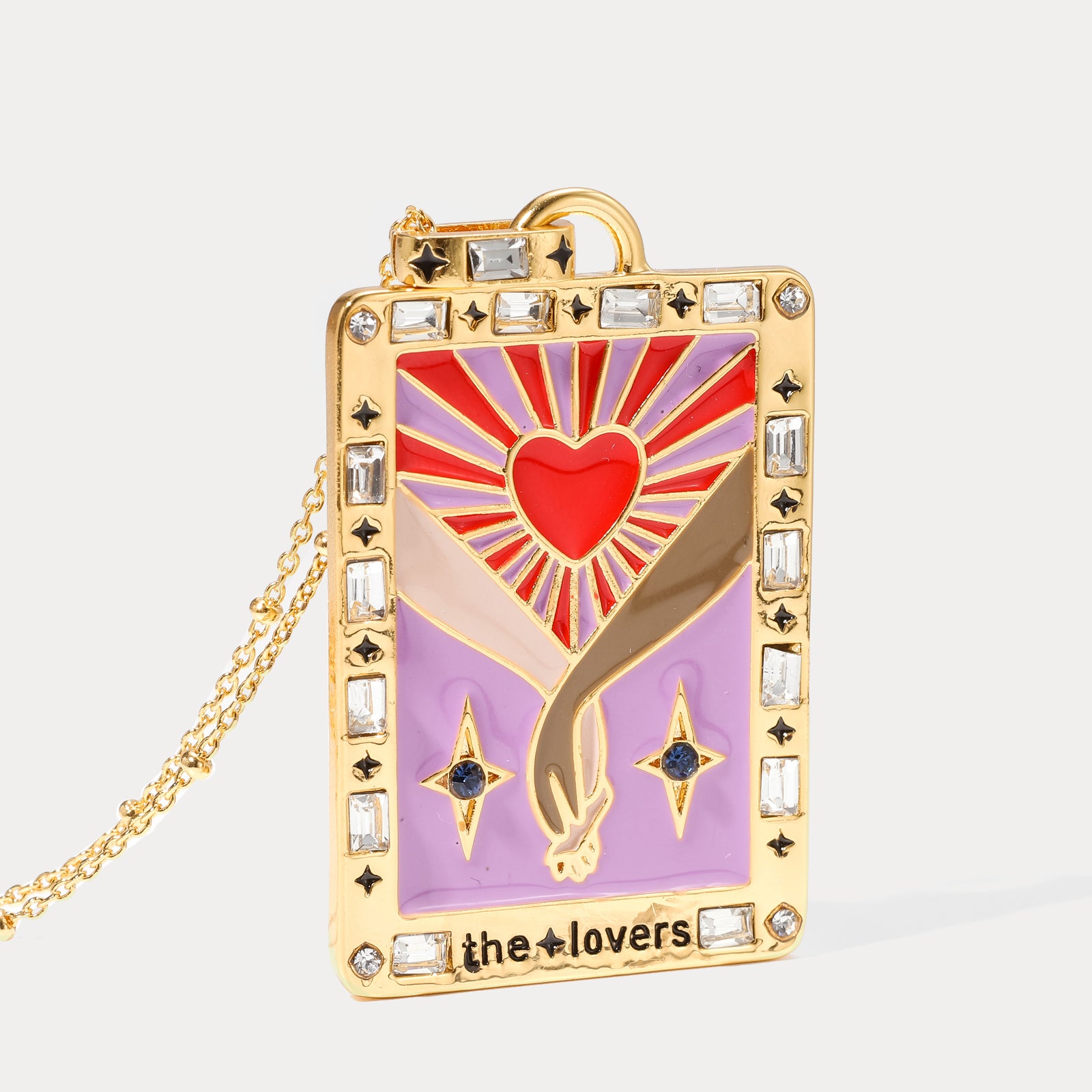 The Lovers Tarot Card Gold Necklace